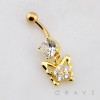 FLOWER BUTTERFLY MULTI CZ BELLY BUTTON NAVEL RING 316L SURGICAL STEEL